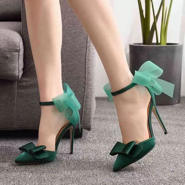 2022 nuovi sandali primavera estate moda sexy grande fiocco punta a punta tacchi alti scarpe da sposa da donna da donna
