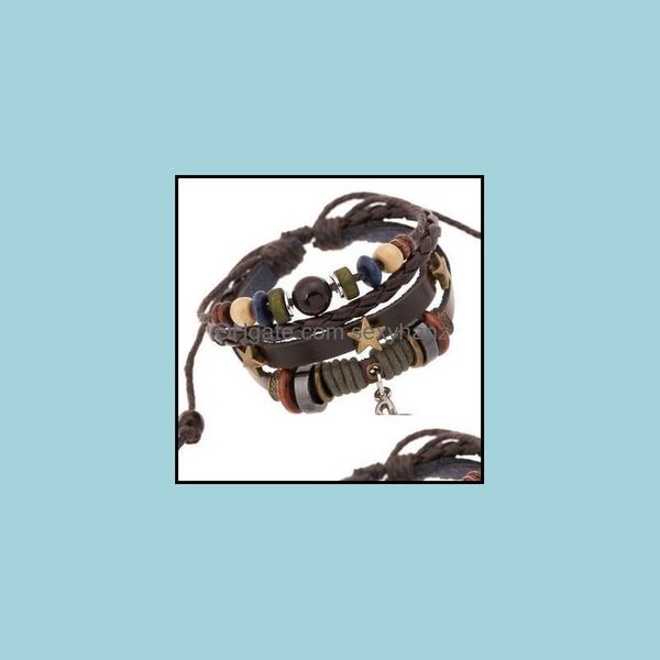 

charm bracelets jewelry men leather handmade wrap wristbands bangles for fashion jewerly wholesale 0381wh drop delivery 2021 6eclh, Golden;silver