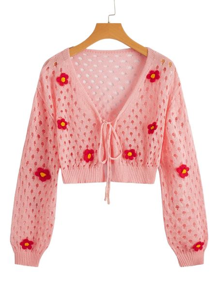 

plus appliques hollow out drop shoulder knot front kimono l02o#, Black;gray