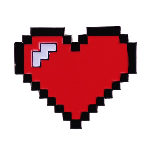 

red pixel heart brooch badge, Blue