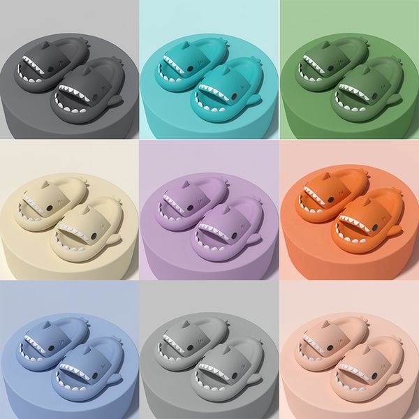 

men women shoes shark slippers summer sandales home anti-skid solid color couple parents kids outdoor cool indoor household funny slippers s