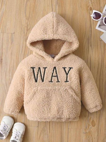 

baby letter embroidered teddy hoodie she, Black