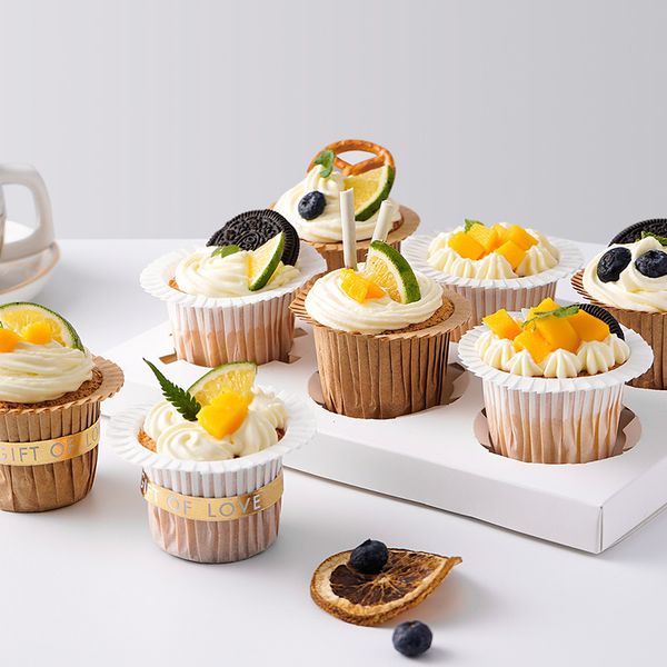 30-50PCS Cupcake Pappbecher Backform Muffin Halter Gebäck Werkzeug Kuchen Tablett Dessert Hut Braun Weiß Hohe temperatur Beständig 0616