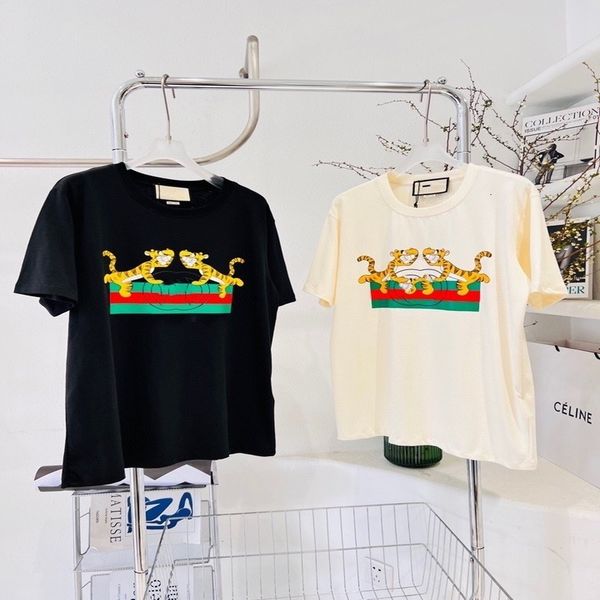 

women's t-shirt year of the tiger limited series round neck pullover loose urban leisure short sleeve cotton white t-shirt