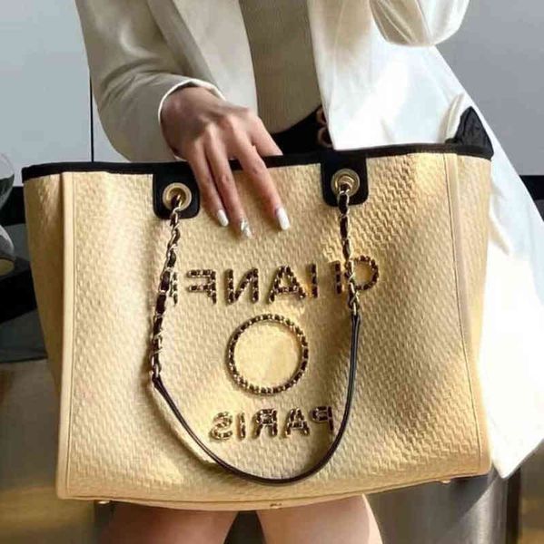 

fashion luxury brand beach bags large ch linen woven women evening handbag straw knitting shoulder portable designer classic female big shop