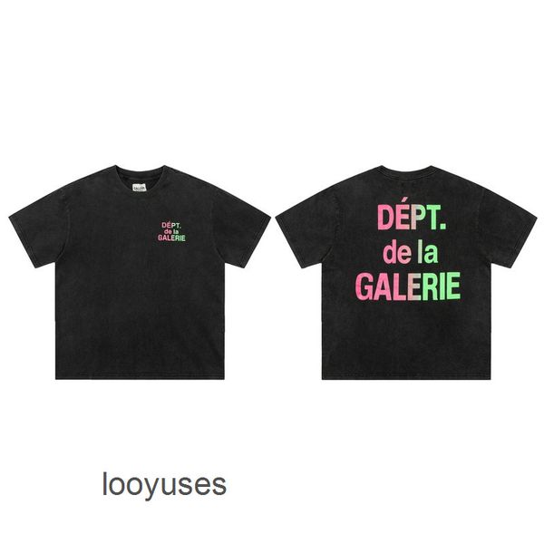 

brand galleryes dept t shirts fashion mens designer washed gradient letter printed short sleeve t-shirt, White;black
