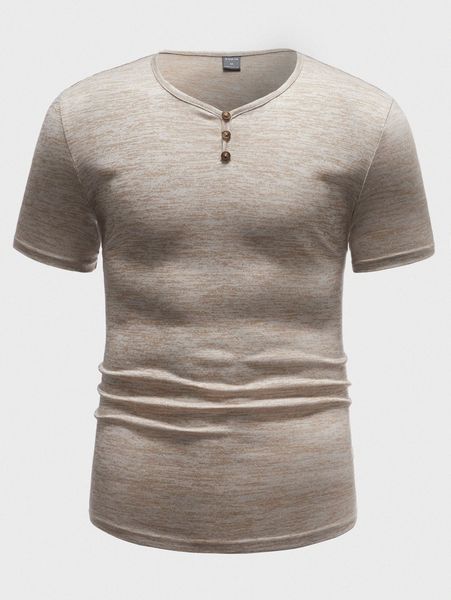 

men button front marled tee a32w#, White;black