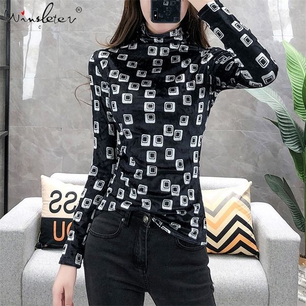 

spring summer european clothes t-shirt fashion print plaid women pleuche ropa mujer bottoming shirt tees new t06223 210311, White