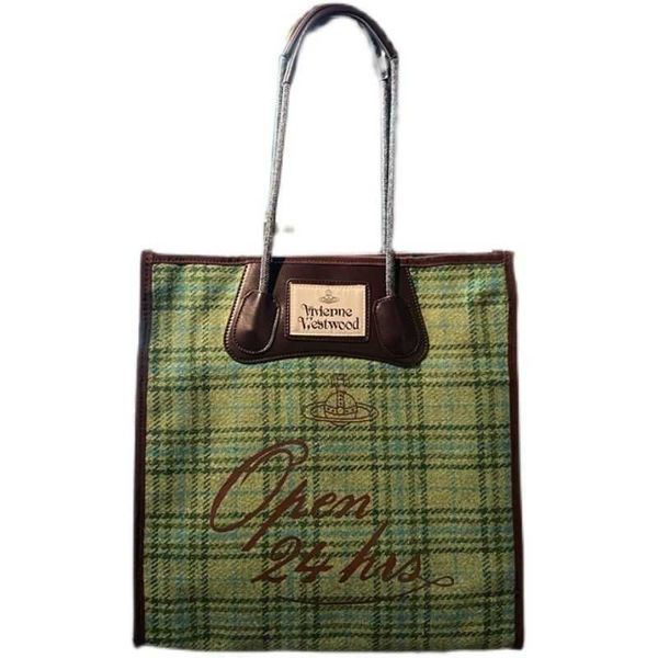 

japanese niche vivian saturn empress dowager west green lattice large capacity portable one shoulder tote bag underarm bag woman