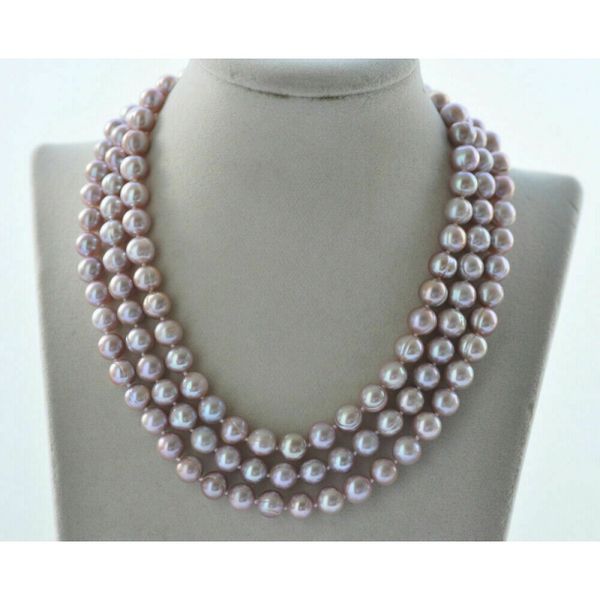 

50&quot 9-10mm lavender round freshwater pearl necklace, Silver