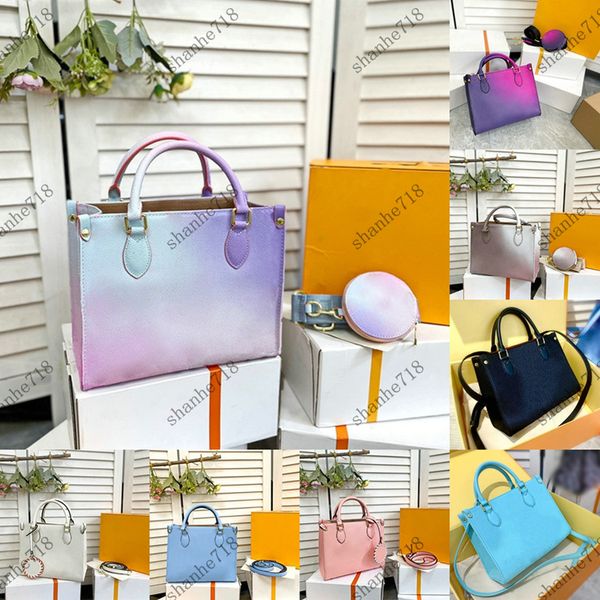 

designer bag tote gradient print onthego pm women shoulder crossbody bag 28cm mini totes shopping bags designer handbags real leather luxury