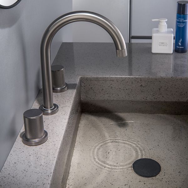 

bathroom faucet gun gray color brass and cold deck mounted basin water mixer tap two handle 3 holes sink faucets