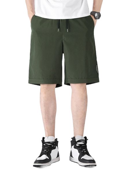 

men drawstring waist bermuda shorts o33d#, White;black