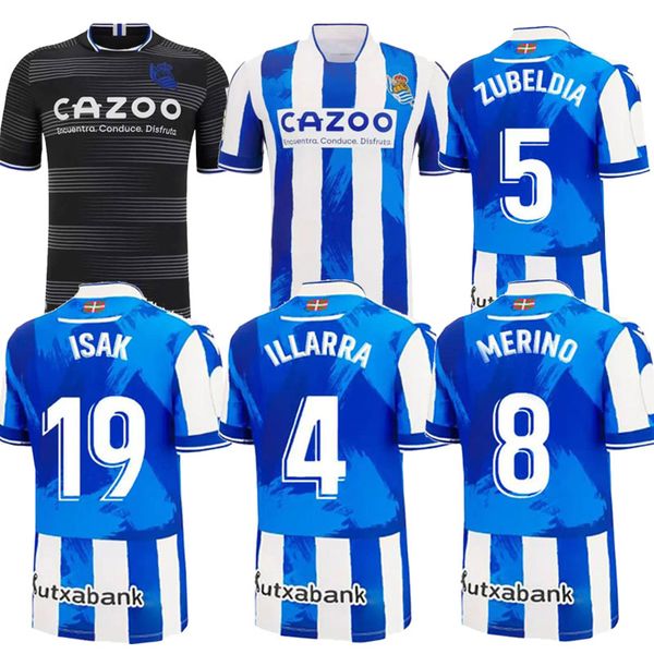 

2022 2023 final copa del rey real sociedad men kids kits soccer jerseys 2023 royal society silva oyarzabal portu isak merino camiseta de fut, Black;yellow