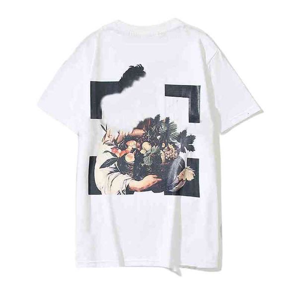 

off men's t-shirts religious arrow flower oil painting short sleeve men casual t-shirt women's fashion print the letter x on back, White;black