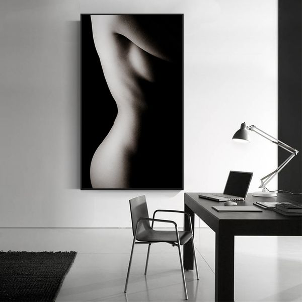 Donne nude in bianco e nero Pittura su tela Body Art Poster e stampe Decorazione domestica moderna Immagini murali Cuadros senza cornice