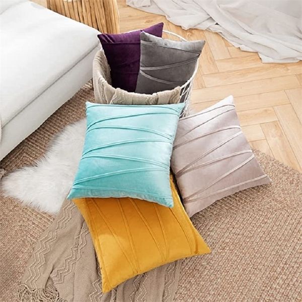 Inyahome Decorativo Plush Velvet Throw Travesseiro Capas Sofá Accent Sofá Almofadas para cama Sala de estar Quadrado Travesseiro Casos para Couch 220406