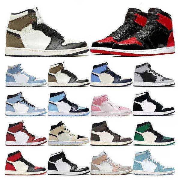 

mens basketball shoes 1s womens hyper royal shadow 2.0 university blue bred patent dark barely orange green men trainer sport sneakers, Black