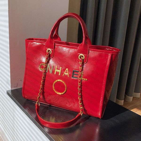 

luxury brand designers handbags women's beach bags ch metal letter badge tote evening bag small mini body leather handbag large female