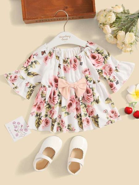 

baby floral print bow front she, Blue