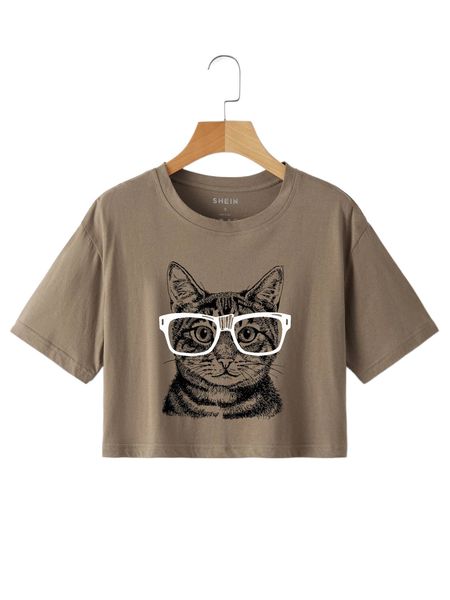 

animal print crop tee y0up#, White