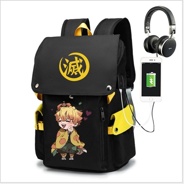 

demon slayer anti theft backpack durable oxford lapbag boy girl school bags 220817