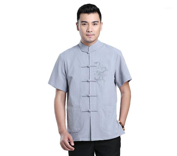 História de Xangai 2022 camisa masculina chinesa machos de verão linha de manga curta Top tradicional para camisas casuais de homem