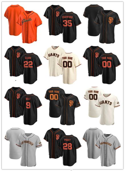

2022 custom jersey san francisco''giants''mens women youth 28 buster posey 35 brandon crawford 9 belt 22 will clark base, Blue;black