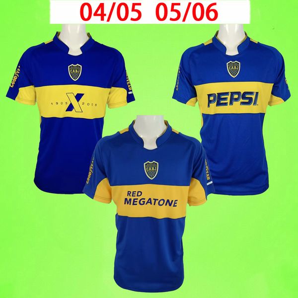 

2004 2005 2006 boca juniors retro soccer jerseys home blue vintage classic football shirts 04 05 06 palermo diaz cagna insua schelotto camis, Black;yellow