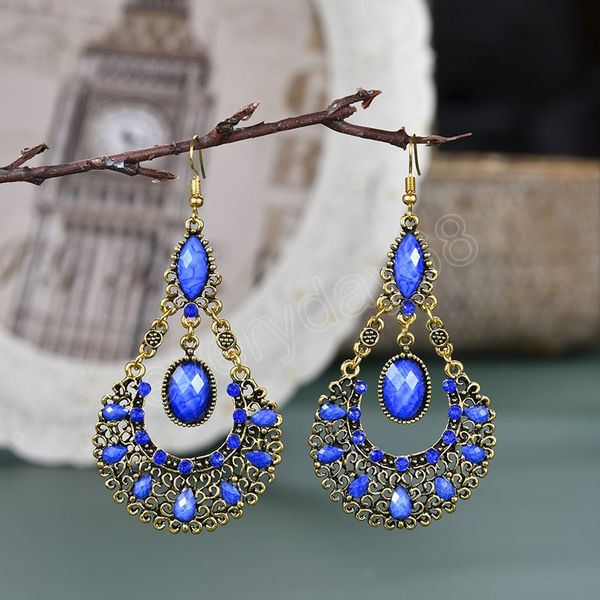 

classic multicolor ethnic bohemian geometric dangle earrings for women acrylic crystal vintage gold color earrings bijoux, Silver