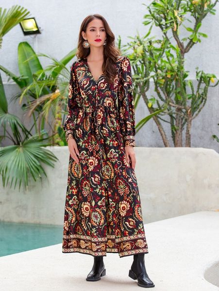 

floral print split thigh dress h86n#, Black;gray