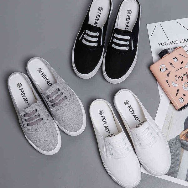 

new spring summer shallow mouth canvas shoes female korean casual designer sneakers black white women shoes zapatillas mujer y220530