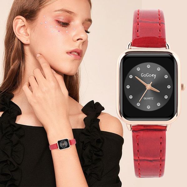 Нарученные часы Gogoey Leather Women Женщины -наручные часы кварцевые часы для моды повседневные деловые дамы Clock Relogio feminino