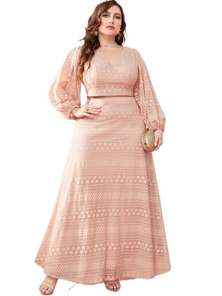 

plus lantern sleeve lace & skirt x2y4#, Black