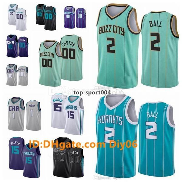 

custom charlottes jersey 2 lamelo ball 4 devonte graham 25 pj 3 terry rozier city 1 malik monk edition swingmans basketball jersey, Black