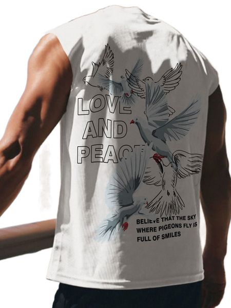 

men dove & slogan graphic tank j2vq#, White;black