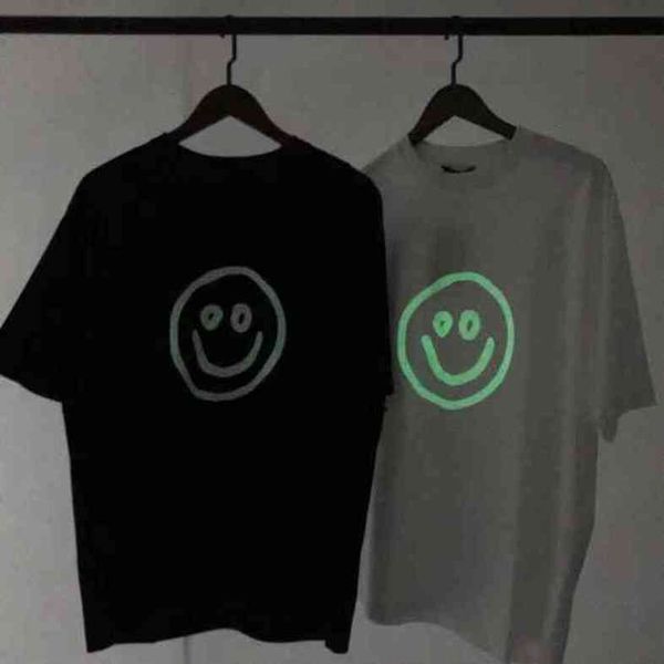 

designer correct version spring and summer balenciga balanciagas environmental the elves smiling face protection slogan arrow short sleeve, White;black