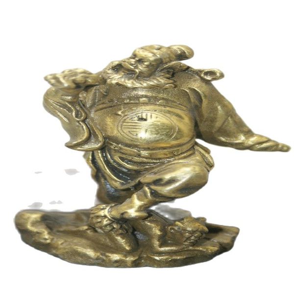 

fine old chinese unique copper carved zhong kui statue, Black