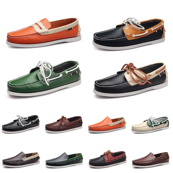 

men casual shoes loafers leather sneakers bottom low cut classic triple black orange gr rj6v