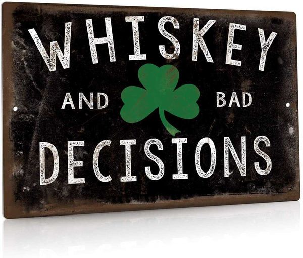 

bad decisions metal tin sign man cave bar pub decor 8" x 12"