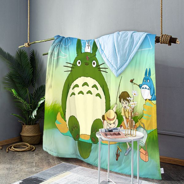 100 Baumwolle 3D-Bettwäsche Kinder Chridren Cartoon Totoro Tröster Sommer Klimaanlage Erwachsene Anime Cool im Sommerbett
