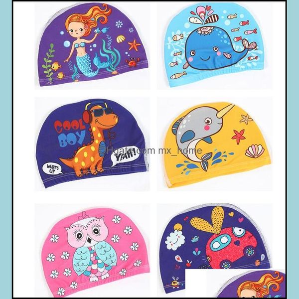 Cuffia da nuoto per bambini Cappello Tessuto per bambini Lycra 3Y-12Y Cars Animali Cartoon Designs Colorf Drop Delivery 2021 Caps Cappelli Accessori Baby Maternity U