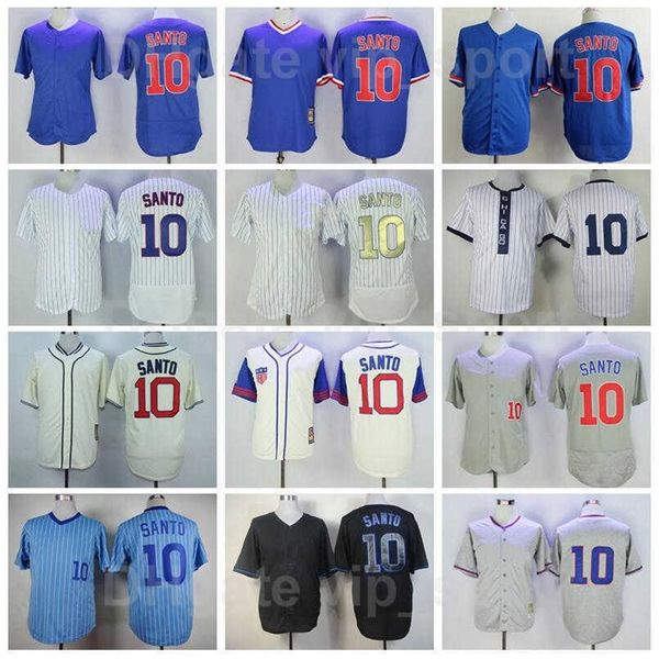 

xflsp 1909 1929 1942 vintage baseball 10 ron santo retro jersey 1968 1969 1988 1994 retire stitched team pinstripe pullover blue white grey, Black