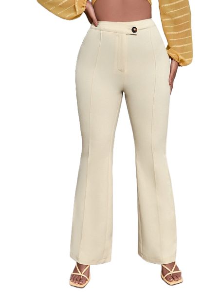 

asymmetrical waist flare leg pants a9mr#, Black;white