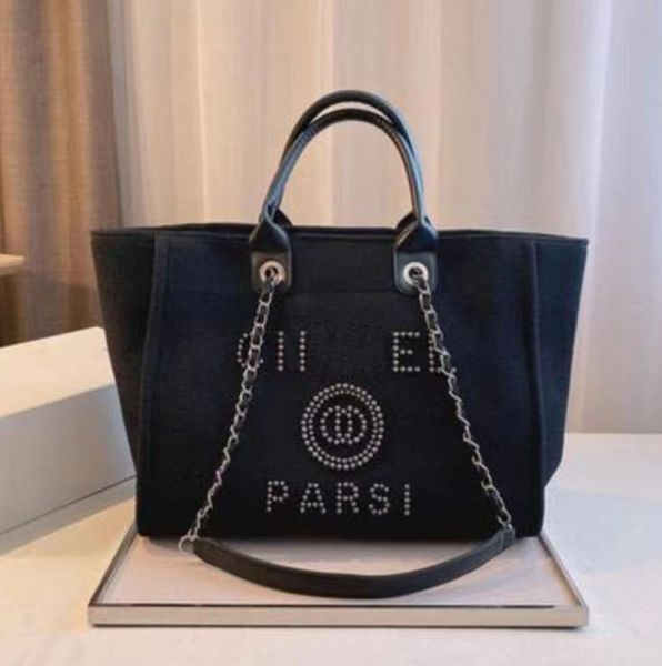 

brand classic luxury ch beach bags canvas pearl evening bag designer portable shopping large capacity handbag women handbags label backpack