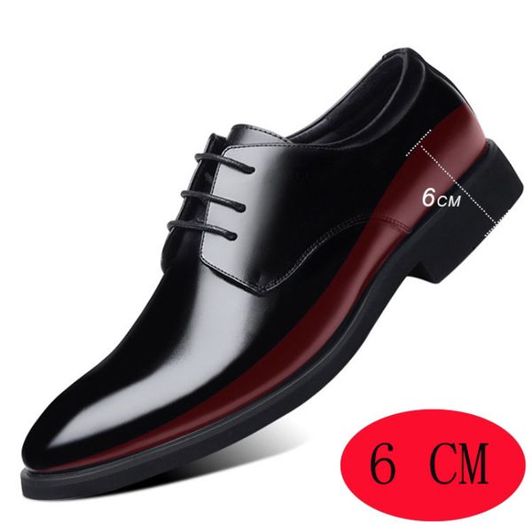 Soletta per aumento dell'altezza 6CM Scarpe da uomo d'affari formali Inserto per tallone Supporto per arco invisibile Sollevamento maschile Oxford 220321