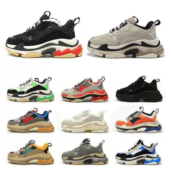 

50%off 2022 triple s men women designer casual shoes platform sneakers black white grey red pink blue green light tan oreo mens tr273o