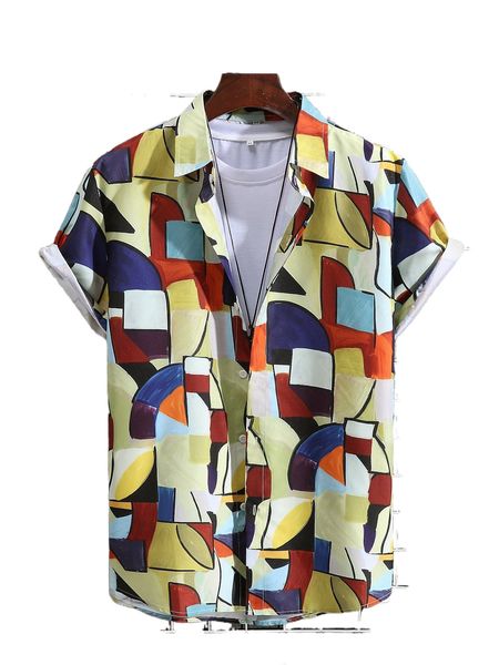 

men random geo print shirt without tee i83x#, White;black