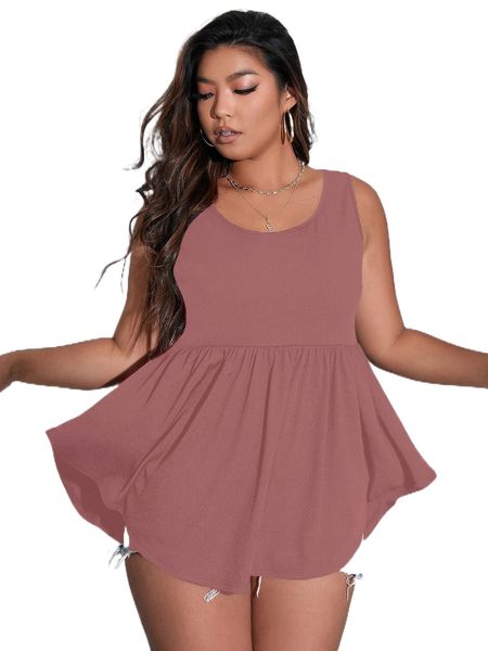 

plus scoop neck peplum tank n4tf#, Black