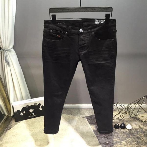 

mens designer jeans solid classic style washed grey luxury jeans slim fit motorcycle biker denim fashion jeans size 29243t, Blue
